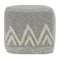 Outlet Gray and Ivory Tufted Peak Pouf Poufs & Floor Cushions
