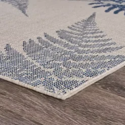 Kirklands Home Outdoor Rugs|Gray and Navy Falling Ferns Outdoor Area Rug, 5x7