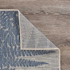Kirklands Home Outdoor Rugs|Gray and Navy Falling Ferns Outdoor Area Rug, 5x7