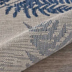 Kirklands Home Outdoor Rugs|Gray and Navy Falling Ferns Outdoor Area Rug, 5x7