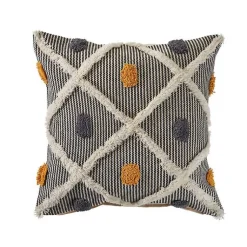 Online Gray and Orange Tufted Accent Pillow Pillows