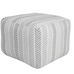Outlet Gray and White Chevron Cotton Pouf Poufs & Floor Cushions