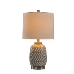 Kirklands Home Table Lamps|Gray and Etched Table Lamp White