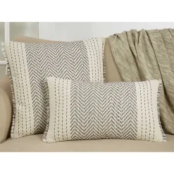 Outlet Gray and White Kantha Chevron Pillow Pillows
