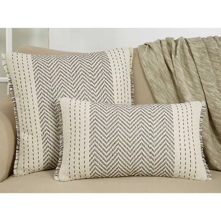 Outlet Gray and White Kantha Chevron Pillow Pillows