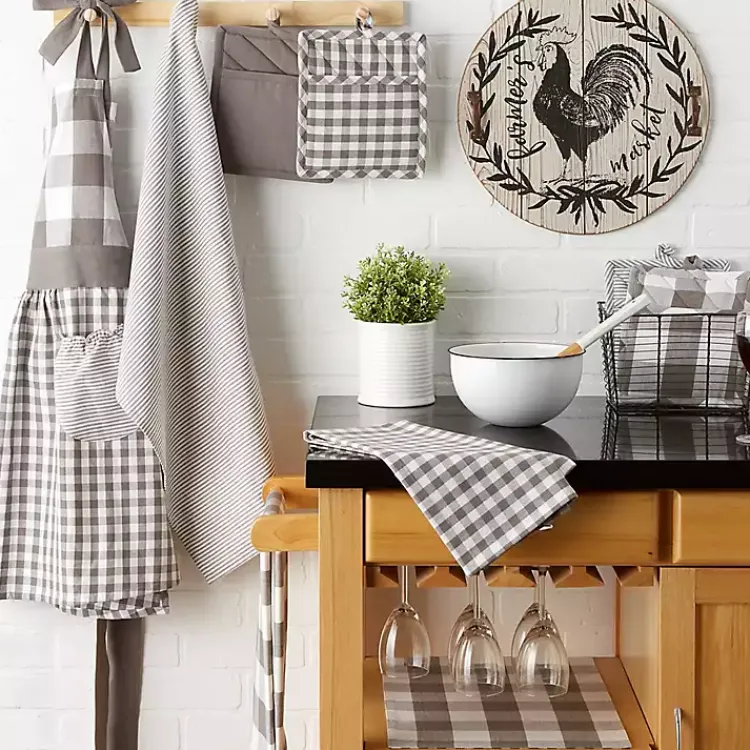 Kirklands Home Kitchen Accessories|and White Multiprint 4-pc. Pot Holder Set Gray