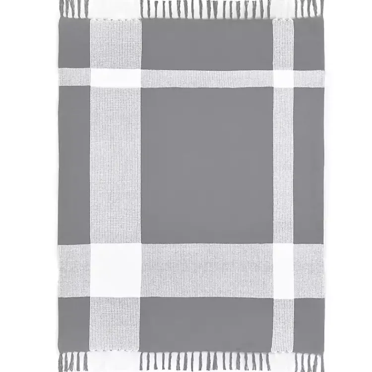 New Gray and White Plaid Organic Cotton Throw Blankets & Throws