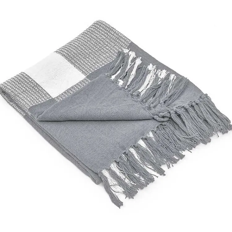New Gray and White Plaid Organic Cotton Throw Blankets & Throws