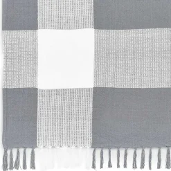 New Gray and White Plaid Organic Cotton Throw Blankets & Throws