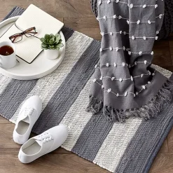 Kirklands Home Accent Rugs|and White Stripe Cotton Accent Rug, 2x3 Gray