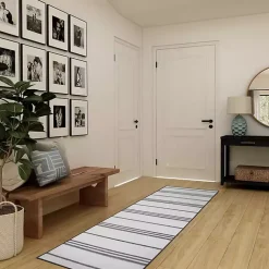 Kirklands Home Area Rugs|Gray and White Stripe Washable Runner, 2x7