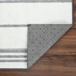 Kirklands Home Area Rugs|Gray and White Stripe Washable Area Rug, 5x7