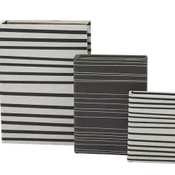 Clearance Gray and White Striped Book Boxes, Set of 3 Baskets & Boxes