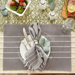 Kirklands Home Table Linens|and White Striped Napkins, Set of 4 Gray