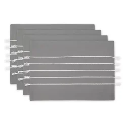 Kirklands Home Table Linens|and White Striped Placemats, Set of 4 Gray