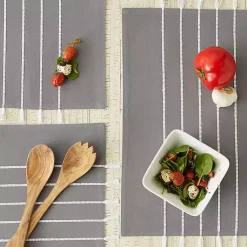 Kirklands Home Table Linens|and White Striped Placemats, Set of 4 Gray