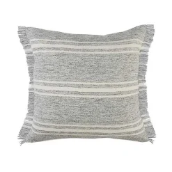 Kirklands Home Outdoor Cushions & Pillows|Gray and White Triple Stripe Outdoor Pillow