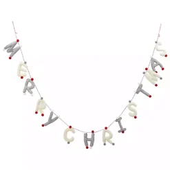 New Gray and White Wool Merry Christmas Banner Christmas Art & Wall Decor