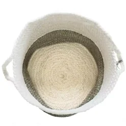 Gray and White Woven Basket with Tassel, 17 in. Baskets & Boxes