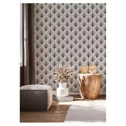 Kirklands Home Wall Murals & Wallpaper|Gray Art Deco Fans Peel & Stick Wallpaper