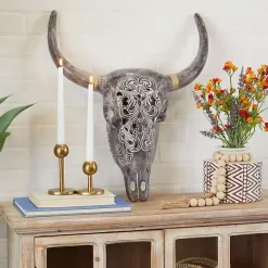 Kirklands Home Wall Plaques|Bohemian Bull Wall Plaque Gray