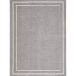 Kirklands Home Outdoor Rugs|Bordered Indoor/Outdoor Area Rug, 5x7 Gray