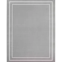 Kirklands Home Outdoor Rugs|Bordered Indoor/Outdoor Area Rug, 8x10 Gray