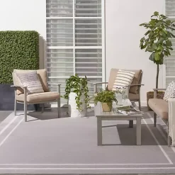 Kirklands Home Outdoor Rugs|Bordered Indoor/Outdoor Area Rug, 8x10 Gray