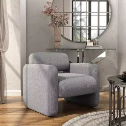 Kirklands Home Accent Chairs|Boucle Modern Accent Chair Gray