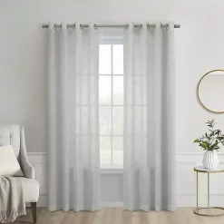 Kirklands Home Curtains & Drapes|Boucle Sheer Single Curtain Panel, 95 in. Gray