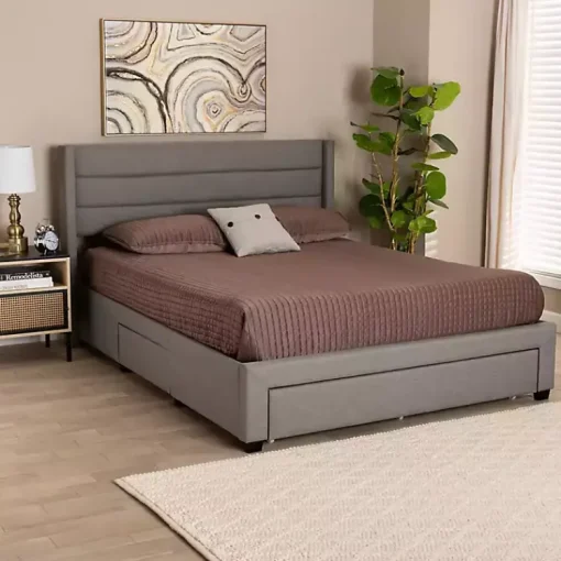 Kirklands Home Beds & Headboards|Braylon Upholstered 3-Drawer Full Bed Gray