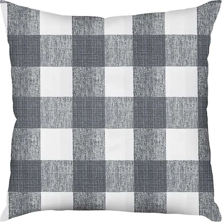 Kirklands Home Outdoor Cushions & Pillows|Gray Buffalo Check Outdoor Pillow, 22 in.
