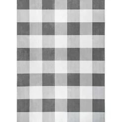 Kirklands Home Area Rugs|Gray Buffalo Plaid Washable Area Rug, 5x8