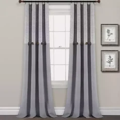 Kirklands Home Curtains & Drapes|Gray Button and Stripe Curtain Panel Set, 95 in.