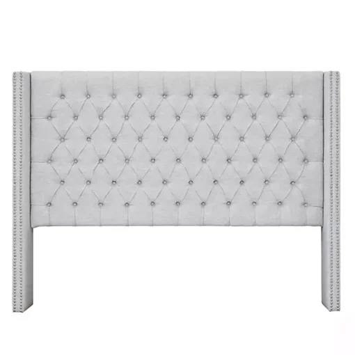 Kirklands Home Beds & Headboards|Button Tufted Nailhead Trim Queen Headboard Gray