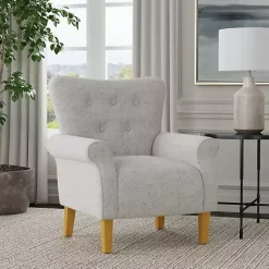 Kirklands Home Accent Chairs|Button-Tufted Rolled Arm Accent Chair Gray