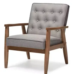 Kirklands Home Accent Chairs|Button-Tufted Sawyer Accent Chair Gray