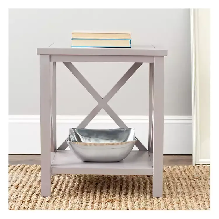 Kirklands Home Accent & End Tables|Candice Cross Back Accent Table Gray