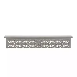 Kirklands Home Shelves|Gray Carved Floral Decorative Wall Shelf