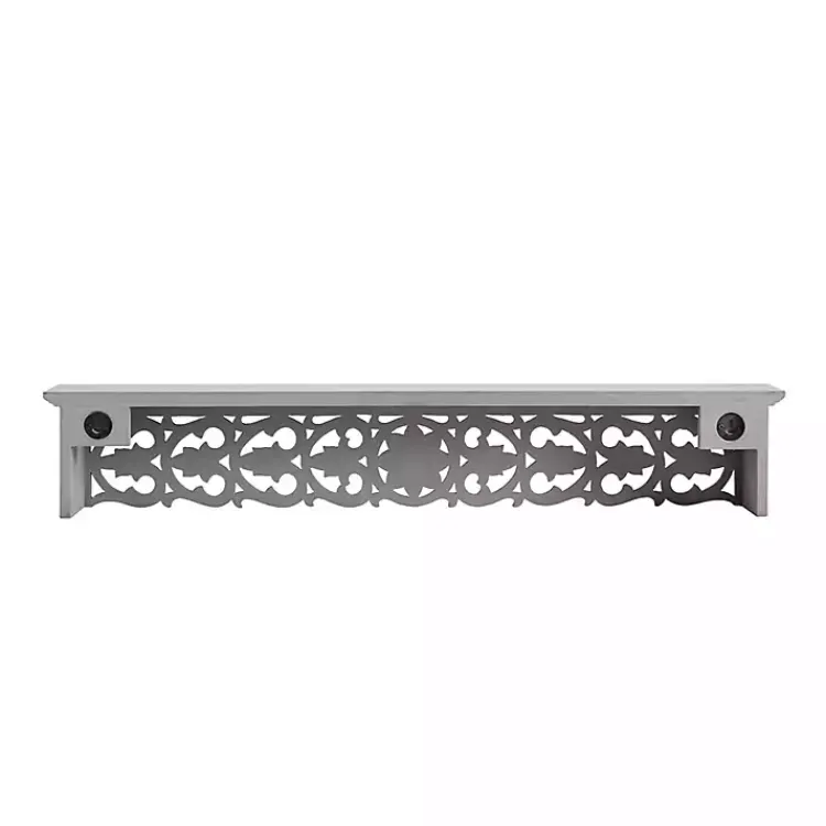 Kirklands Home Shelves|Gray Carved Floral Decorative Wall Shelf