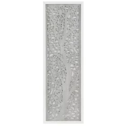 Kirklands Home Wall Plaques|Carved Wood Laurel Branches Panel Wall Plaque Gray
