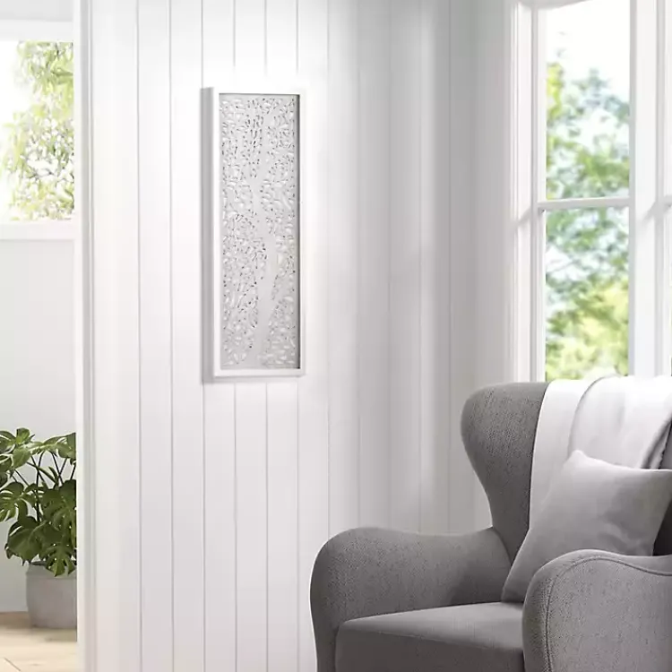 Kirklands Home Wall Plaques|Carved Wood Laurel Branches Panel Wall Plaque Gray