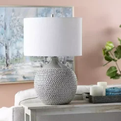 Kirklands Home Table Lamps|Ceramic Braid Table Lamp Gray
