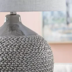 Kirklands Home Table Lamps|Ceramic Braid Table Lamp Gray