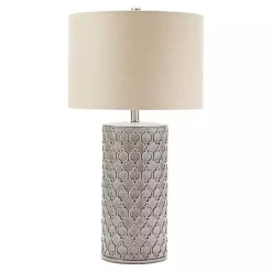 Kirklands Home Table Lamps|Ceramic Embossed Geometric Table Lamp Gray
