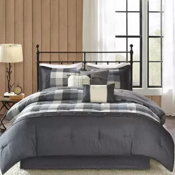 Kirklands Home Comforters|Gray Check California King 7-pc. Comforter Set
