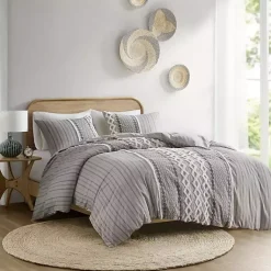 Kirklands Home Comforters|Gray Chenille Tufted California King Comforter Set