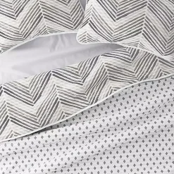 Kirklands Home Quilts|Gray Chevron Reversible 3-pc. Queen Quilt Set