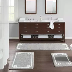 Kirklands Home Bathroom Rugs|Cotton Tufted Bath Runner with Border Gray