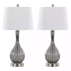 Kirklands Home Table Lamps|Crackle Glass Teardrop Table Lamps, Set of 2 Gray